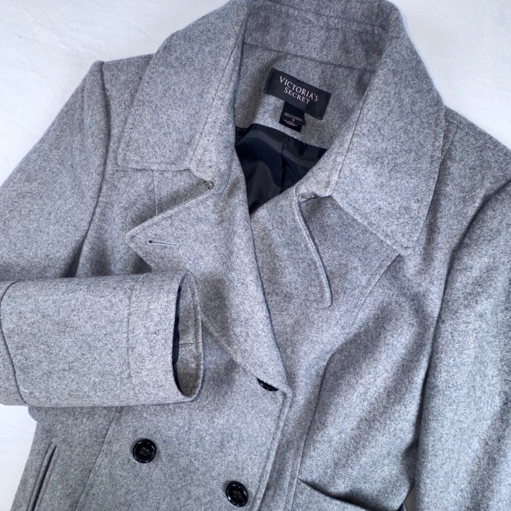 Victoria's Secret Pea Coat Women 6 Grey Wool Blend Double Breasted